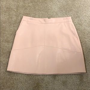 Pink faux leather skirt